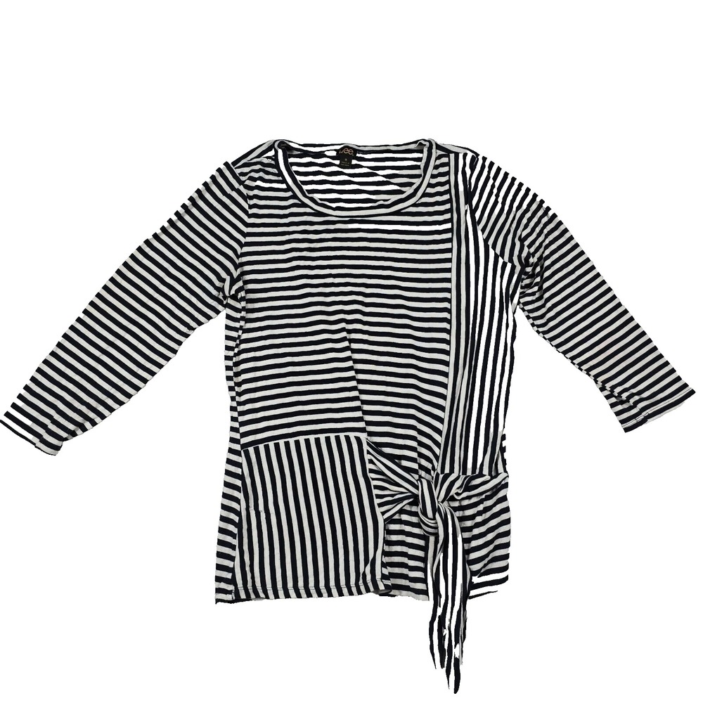 Lee‎ Jeans Womens Size Medium Black White Side Tie Striped Shirt